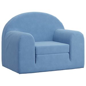 vidaXL Sof&aacute; cama infantil felpa suave azul
