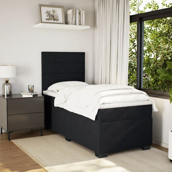 vidaXL Cama box spring con colch&oacute;n terciopelo negro 90x200 cm