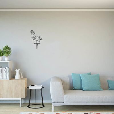 Homemania Adorno de pared Flamingo acero negro 31x50 cm