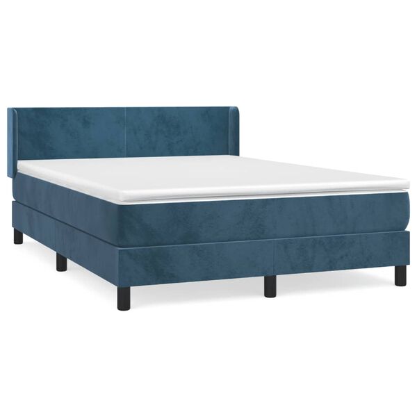 vidaXL Cama box spring con colch&oacute;n terciopelo azul oscuro 140x190 cm