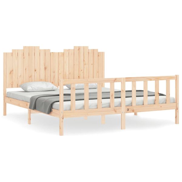 vidaXL Estructura de cama con cabecero madera maciza 180x200 cm
