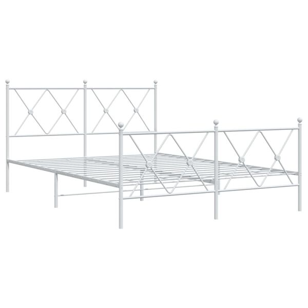 vidaXL Estructura cama sin colch&oacute;n con estribo metal blanco 137x190 cm