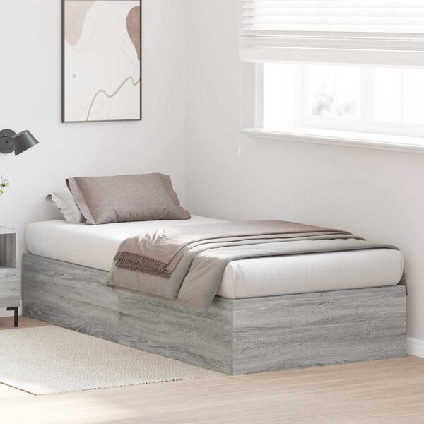 vidaXL Cama con almacenamiento Gris Sonoma 90 x 190 cm