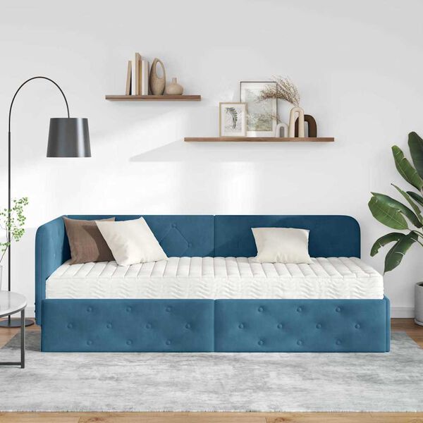 vidaXL Estructura de cama en esquina Azul 80 x 200 cm Terciopelo