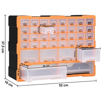 vidaXL Organizador multicajones con 40 cajones 52x16x37,5 cm