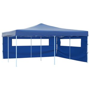vidaXL Cenador plegable con 2 paredes azul 5x5 m
