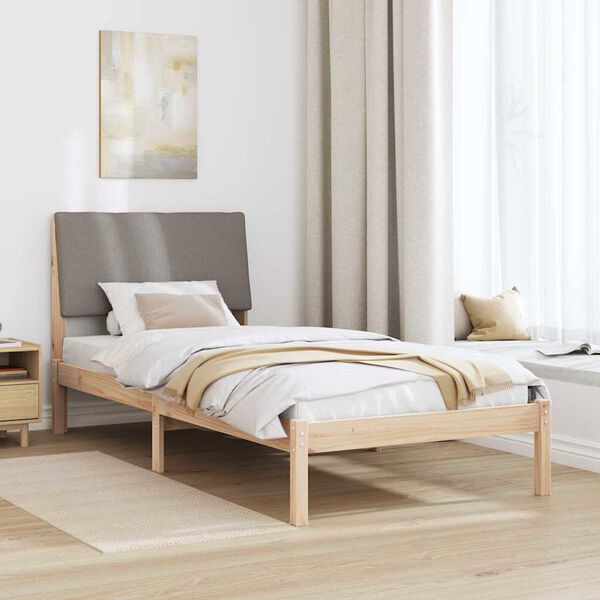 vidaXL Estructura de cama con cabecera Marr&oacute;n y taupe 90 x 200 cm