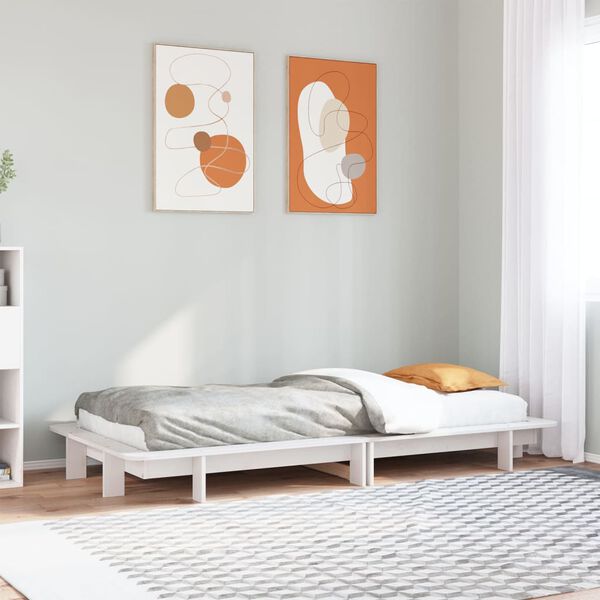 vidaXL Estructura de cama sin colchón madera maciza blanca 90x190 cm
