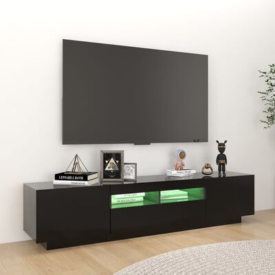 vidaXL Mueble para TV con luces LED negro 180x35x40 cm