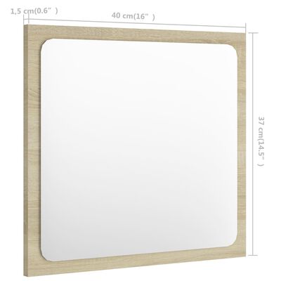 vidaXL Espejo de baño madera contrachapada color roble 40x1,5x37 cm