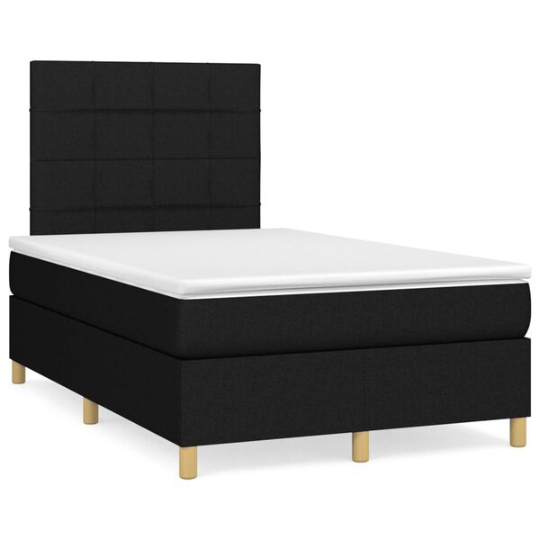 vidaXL Cama box spring con colch&oacute;n tela negro 120x200 cm