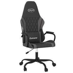 vidaXL Silla gaming de masaje cuero sint&eacute;tico negro y gris