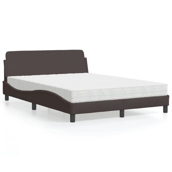 vidaXL Cama con colch&oacute;n Dover tela marr&oacute;n oscuro 120x200 cm