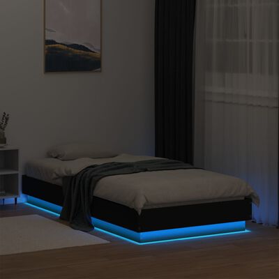 vidaXL Estructura de cama con luces LED negro 90x190 cm