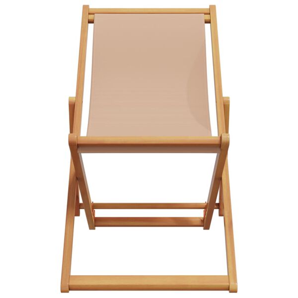 vidaXL Silla de playa plegable madera maciza de eucalipto y tela taupe