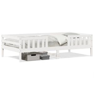 vidaXL Estructura de cama sin colch&oacute;n madera maciza blanca 75x190 cm