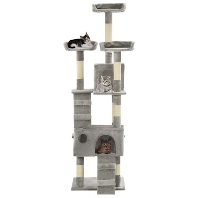 vidaXL Rascador para gatos con poste rascador de sisal 170 cm gris