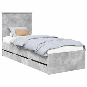 vidaXL Estructura de cama Gris Concreto 75 x 190 cm Madera Ingenieril