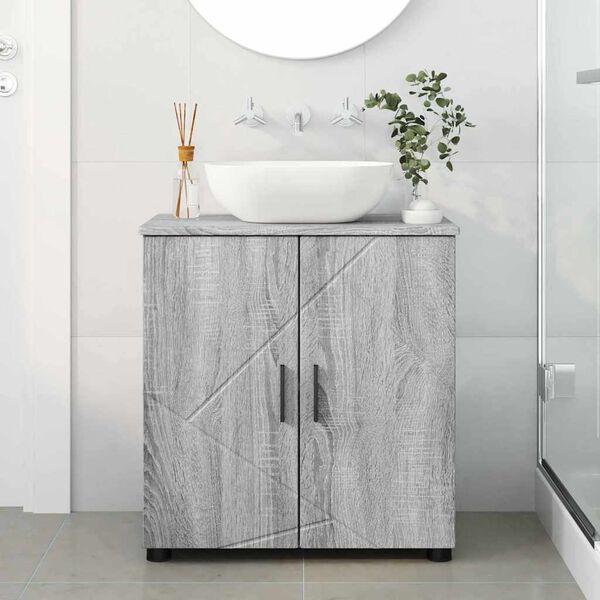 vidaXL Gabinete de Ba&ntilde;o con almacenamiento Gris Sonoma 61 x 35 x 64 cm