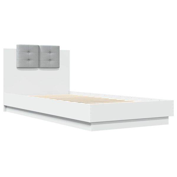 vidaXL Estructura de cama con cabecero y luces LED blanco 100x200 cm