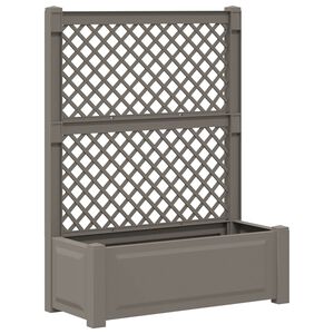 vidaXL Maceta Grande con Trellis PP Gris