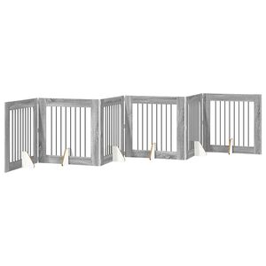vidaXL Puerta para perros plegable con soportes 6 uds. Sonoma gris