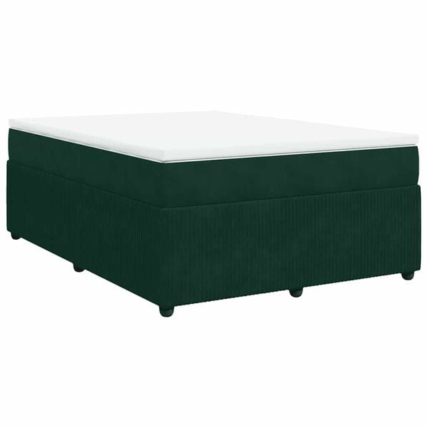 vidaXL Cama box spring con colch&oacute;n terciopelo verde oscuro 160x200 cm