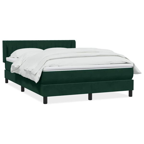 vidaXL Cama box spring con colch&oacute;n terciopelo verde oscuro 160x220 cm