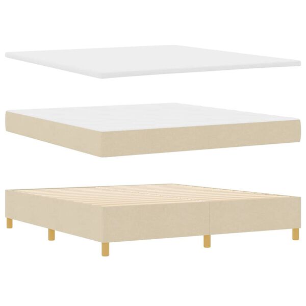 vidaXL Cama con Somier con colch&oacute;n Crema 180 x 200 cm tela