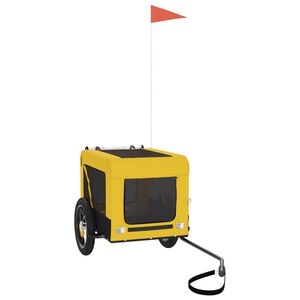 vidaXL Remolque bicicleta mascotas hierro tela Oxford amarillo negro