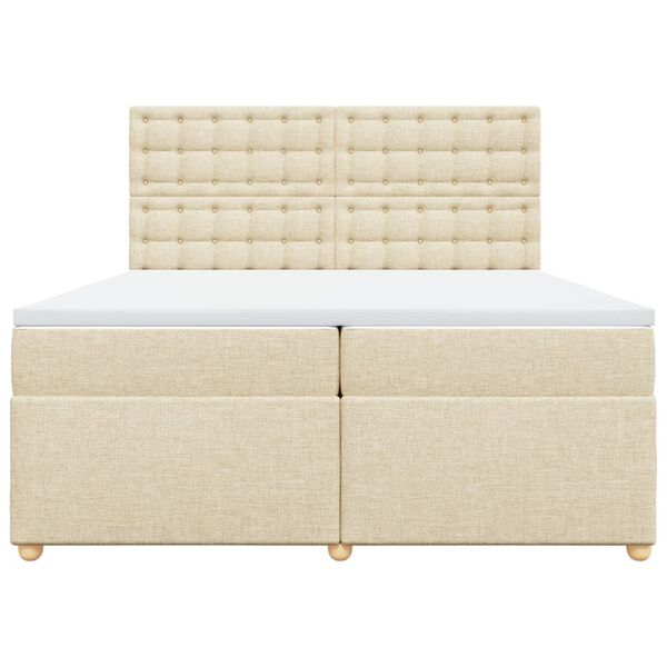 vidaXL Cama box spring con colch&oacute;n tela color crema 200x200 cm
