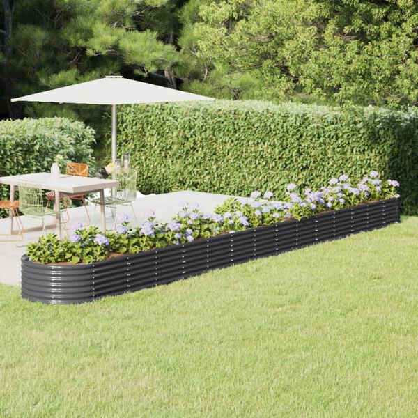 vidaXL Jardinera arriate acero galvanizado antracita 620x80x36 cm