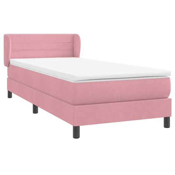 vidaXL Cama box spring con colch&oacute;n terciopelo rosa 80x220 cm