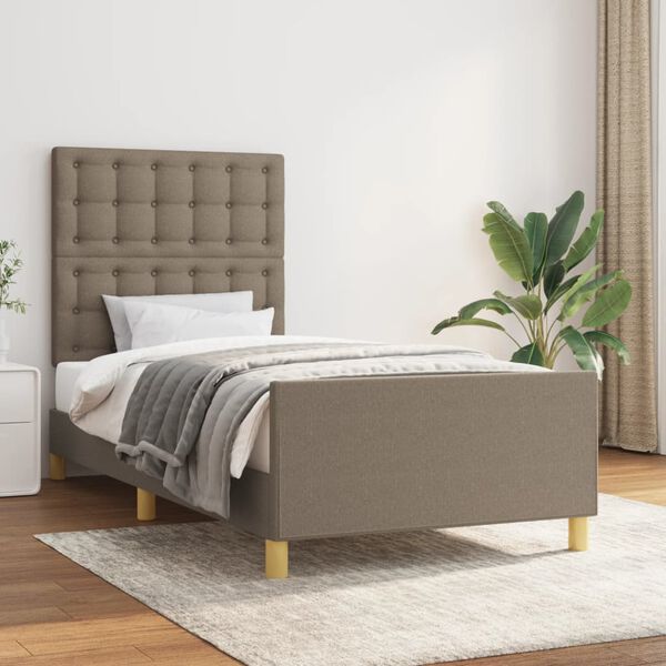 vidaXL Estructura de cama sin colch&oacute;n tela taupe 90x200 cm