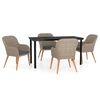 vidaXL Juego de comedor de jard&iacute;n 5 piezas con cojines marr&oacute;n