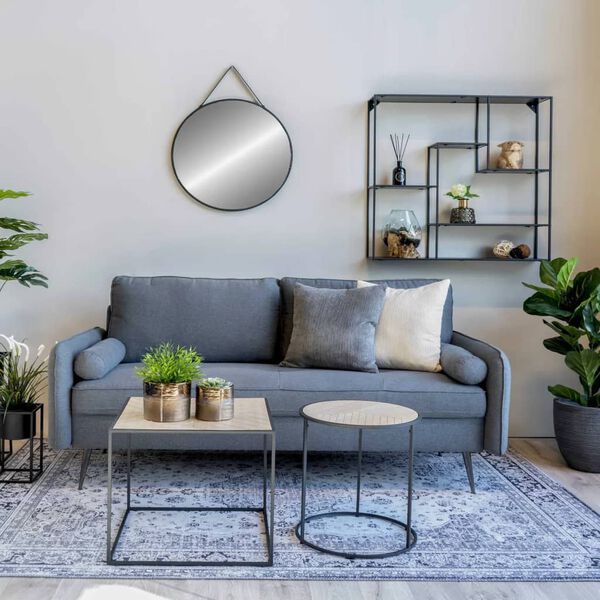 House Nordic Mesa auxiliar redonda Johanna natural y negra 40 cm