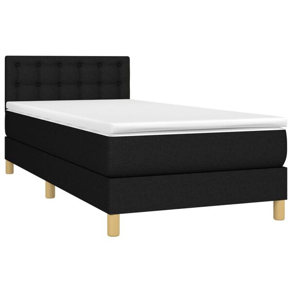 vidaXL Cama box spring con colch&oacute;n tela negro 90x200 cm