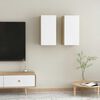 vidaXL Mueble de TV 2 uds contrachapada blanco y roble 30,5x30x60 cm
