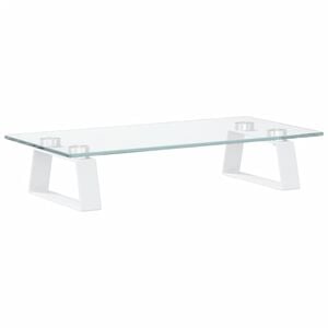 vidaXL Soporte de monitor vidrio templado y metal blanco 40x20x8 cm