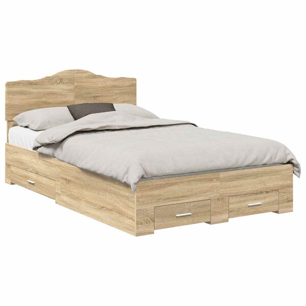 vidaXL Estructura de cama con cabecera Roble Sonoma 135 x 190 cm