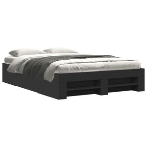 vidaXL Estructura de cama madera de ingenier&iacute;a negra 135x190 cm