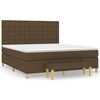 vidaXL Cama box spring con colch&oacute;n tela marr&oacute;n oscuro 180x200 cm