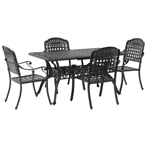 vidaXL Conjunto de Comedor de Jard&iacute;n 5 pcs Negro Aluminio