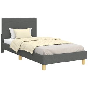 vidaXL Cama para ni&ntilde;os con cabecero Gris oscuro 80 x 200 cm tela
