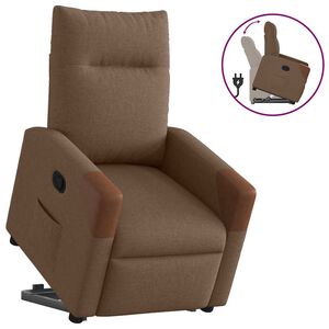 vidaXL Sill&oacute;n reclinable elevable de tela marr&oacute;n