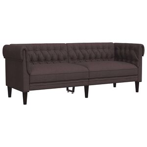 vidaXL Sof&aacute; Chesterfield de 3 plazas tela marr&oacute;n oscuro