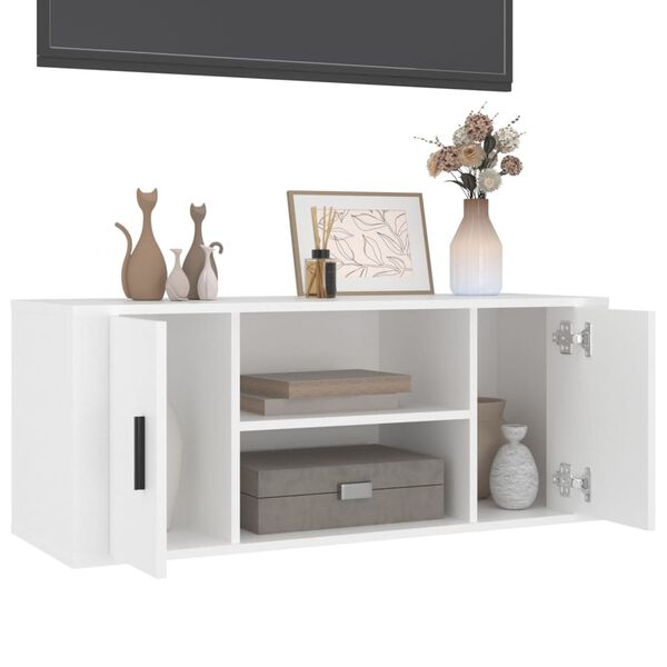 vidaXL Mueble para TV madera contrachapada blanco 100x35x40 cm