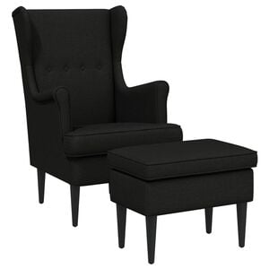 vidaXL Sill&oacute;n con Pouf 2 uds. Negro Tela