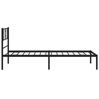 vidaXL Estructura de cama con cabecero metal negro 75x190 cm