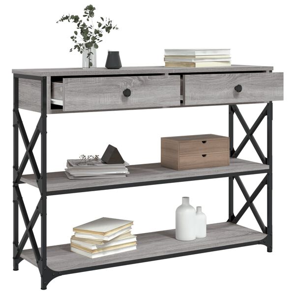 vidaXL Mesa consola madera de ingeniería gris Sonoma 100x28x75 cm